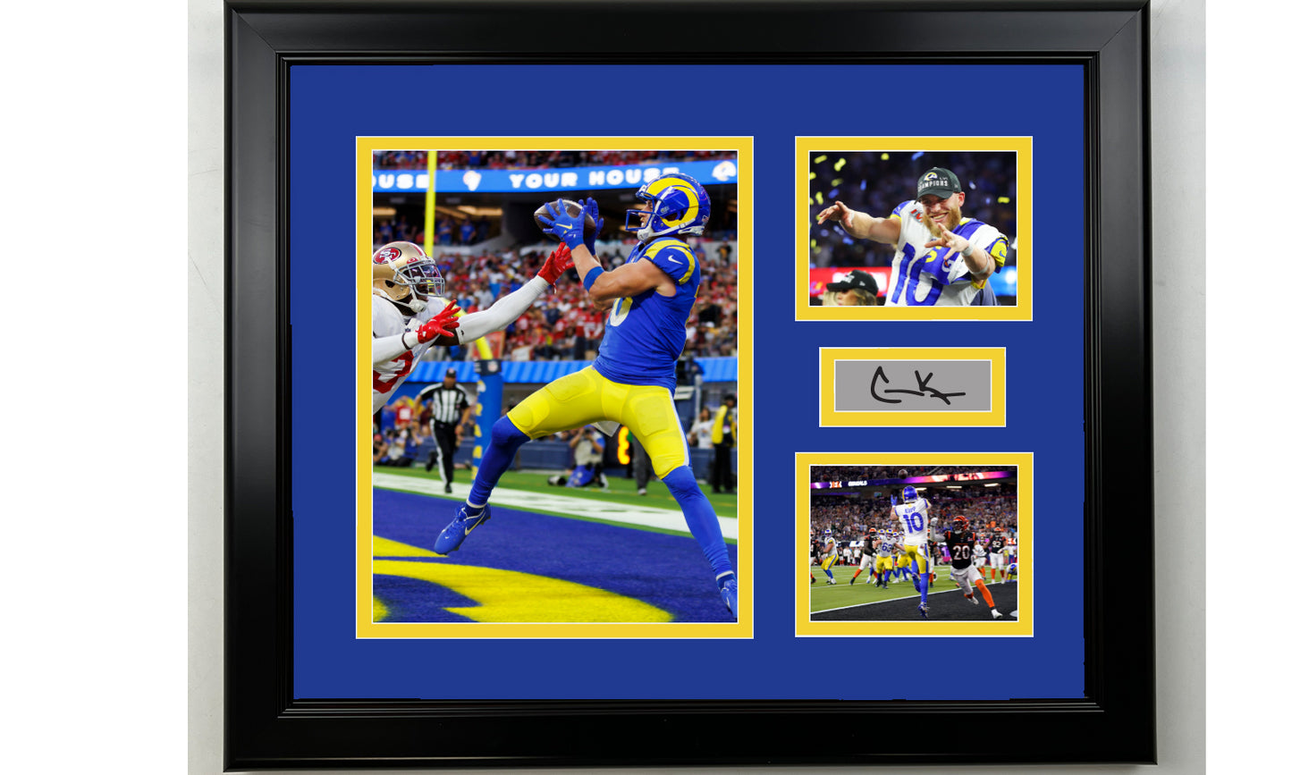 Framed Cooper Kupp Los Angeles Rams Facsimile Laser Engraved Signature Football 14x11 3 Photo Collage