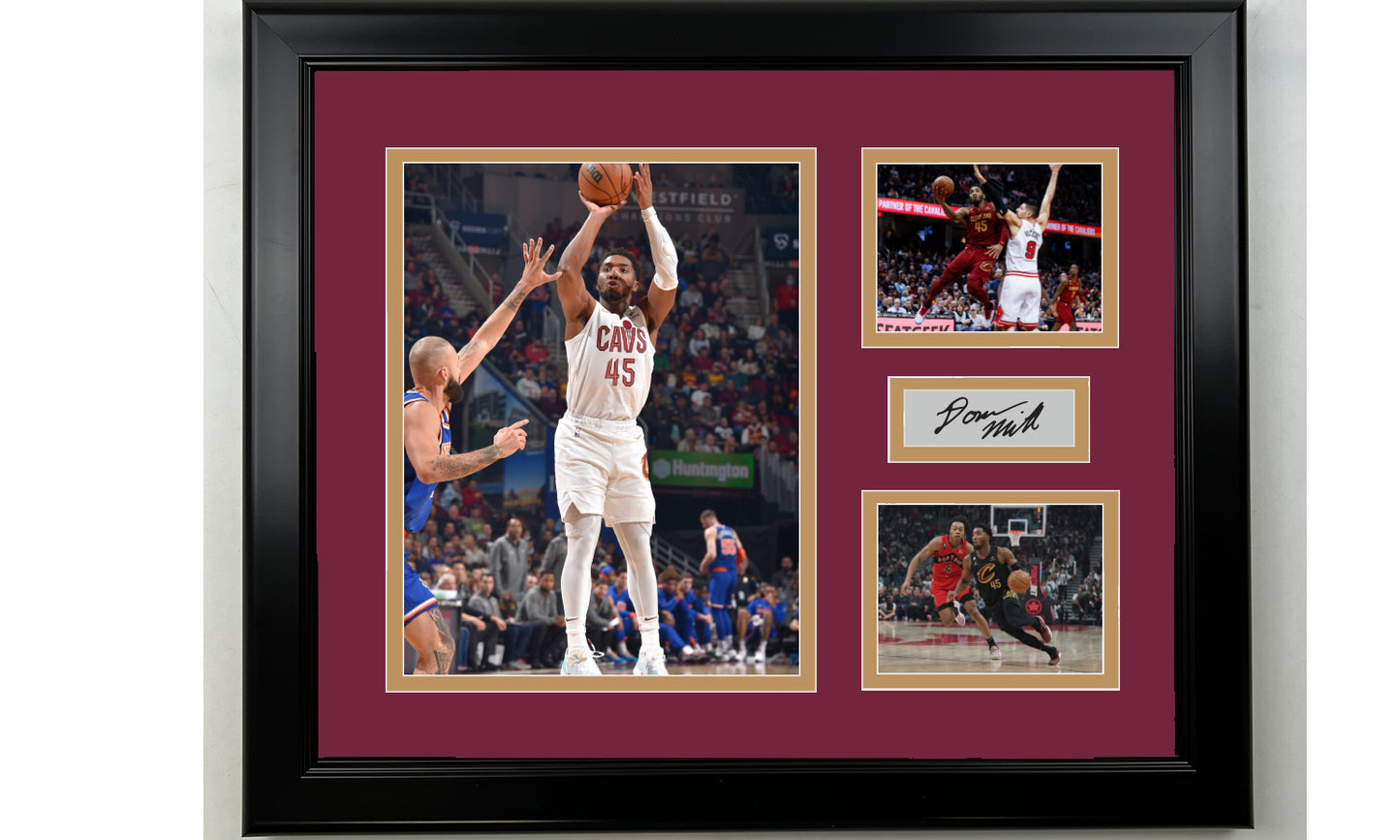 Framed Donovan Mitchell Cleveland Cavaliers Facsimile Laser Engraved Signature Basketball 14x11 3 Photo Collage