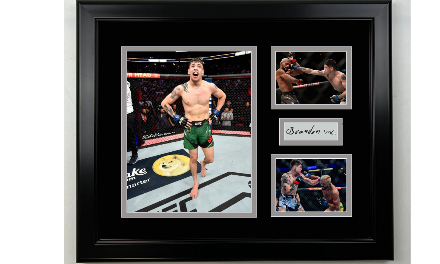 Framed Brandon Moreno UFC Facsimile Laser Engraved Signature MMA 14x11 3 Photo Collage