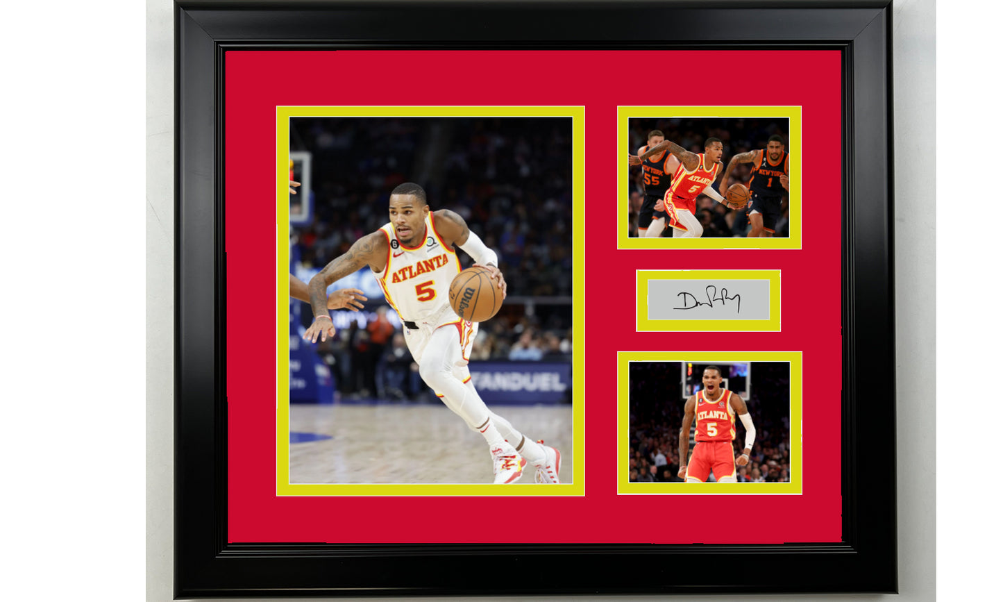 Framed Dejounte Murray Atlanta Hawks Facsimile Laser Engraved Signature Basketball 14x11 3 Photo Collage
