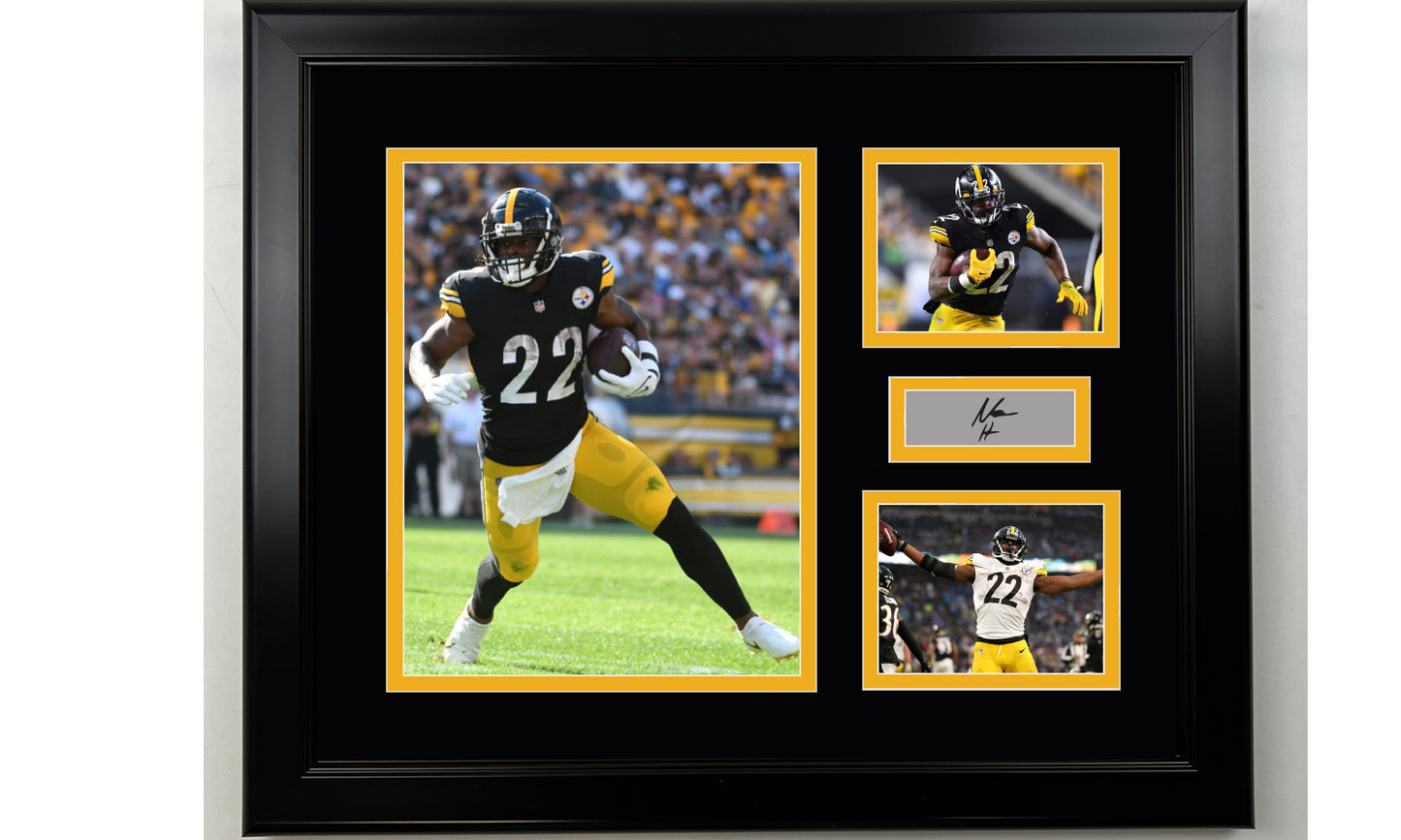 Framed Najee Harris Pittsburgh Steelers Facsimile Laser Engraved Signature Football 14x11 3 Photo Collage