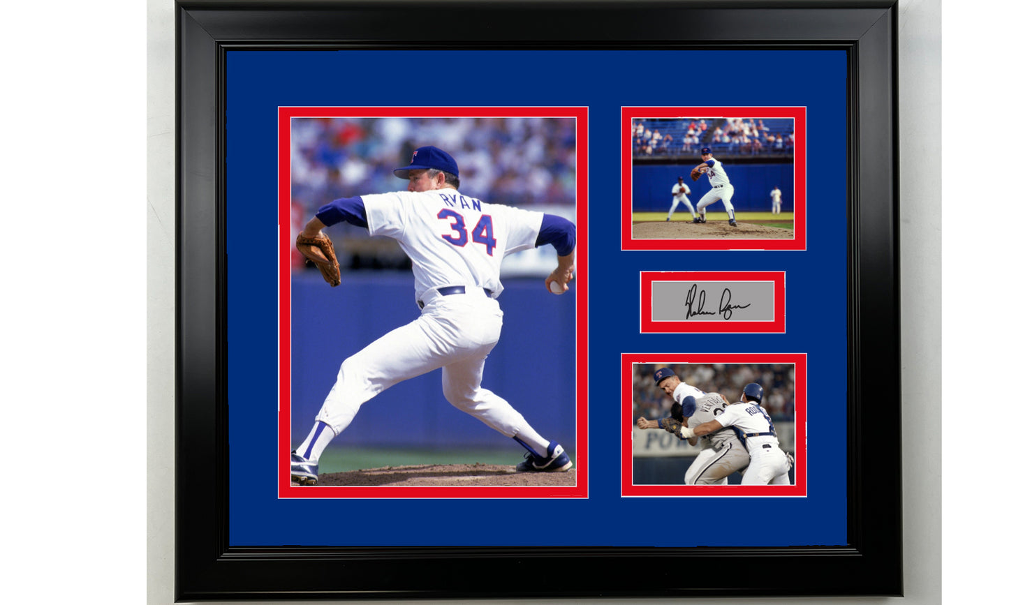 Framed Nolan Ryan Texas Rangers Facsimile Laser Engraved Signature Baseball 14x11 3 Photo Collage