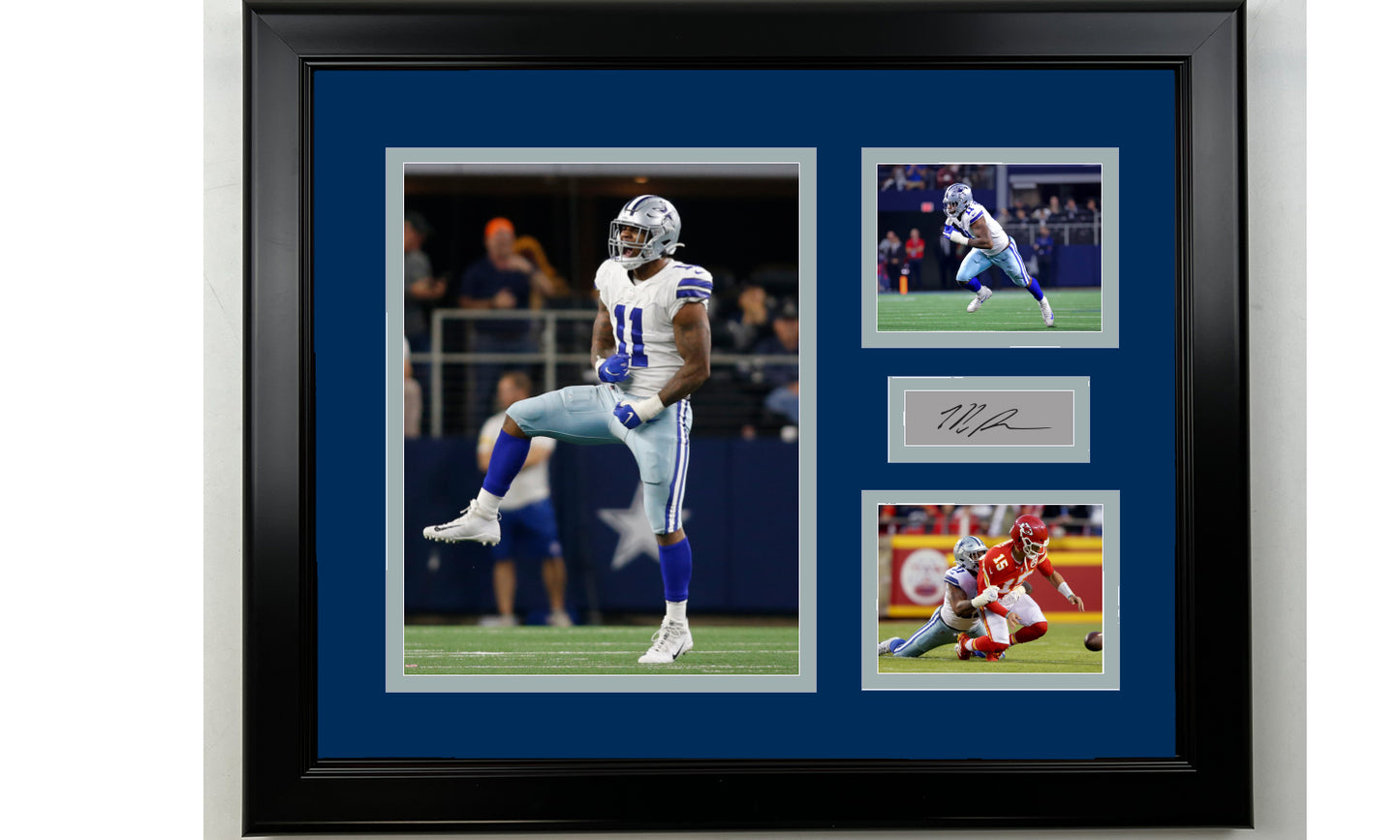 Framed Micah Parsons Dallas Cowboys Facsimile Laser Engraved Signature Football 14x11 3 Photo Collage