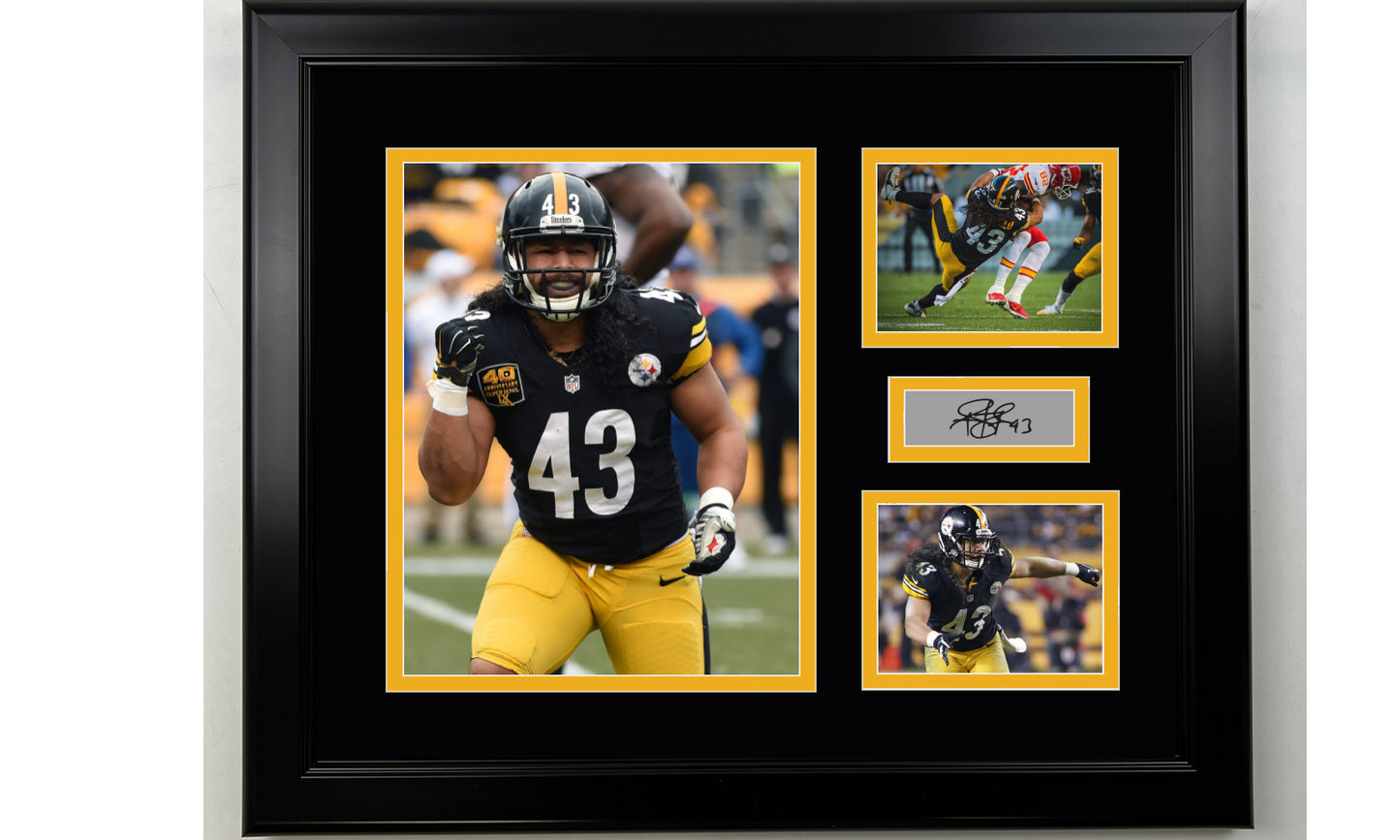 Framed Troy Polamalu Pittsburgh Steelers Facsimile Laser Engraved Signature Football 14x11 3 Photo Collage