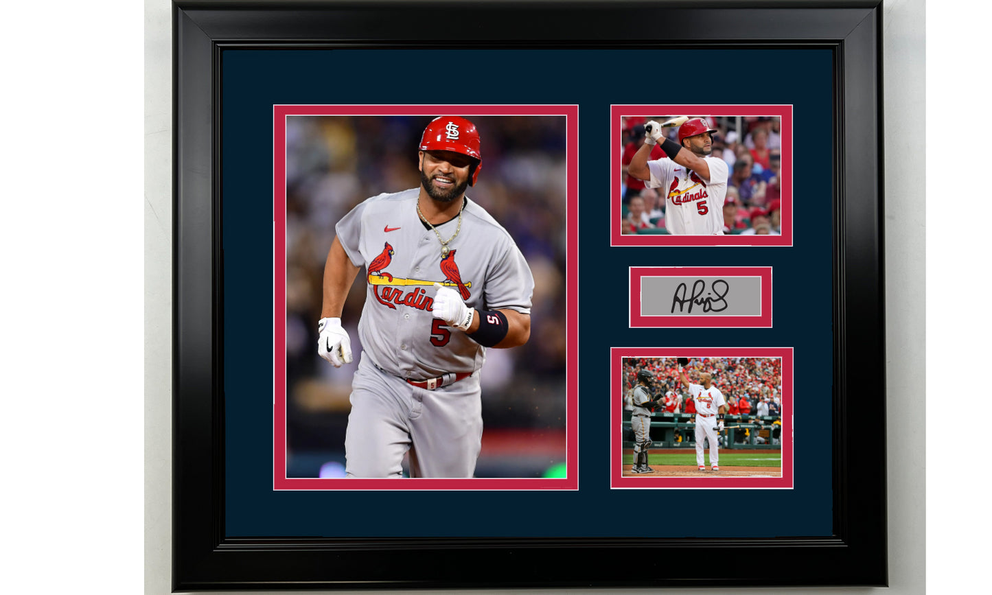 Framed Albert Pujols St. Louis Cardinals Facsimile Laser Engraved Signature Baseball 14x11 3 Photo Collage