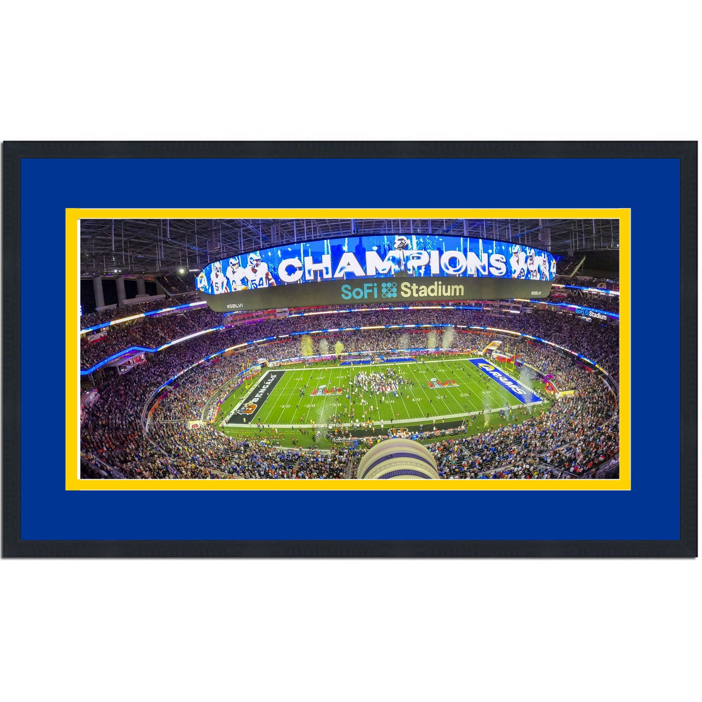 Framed 2021 Rams NFL Champions SoFi Stadium 16x24 Football Photo Professionally Matted