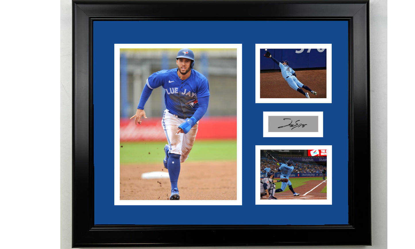 Framed George Springer Toronto Blue Jays Facsimile Laser Engraved Signature Baseball 14x11 3 Photo Collage