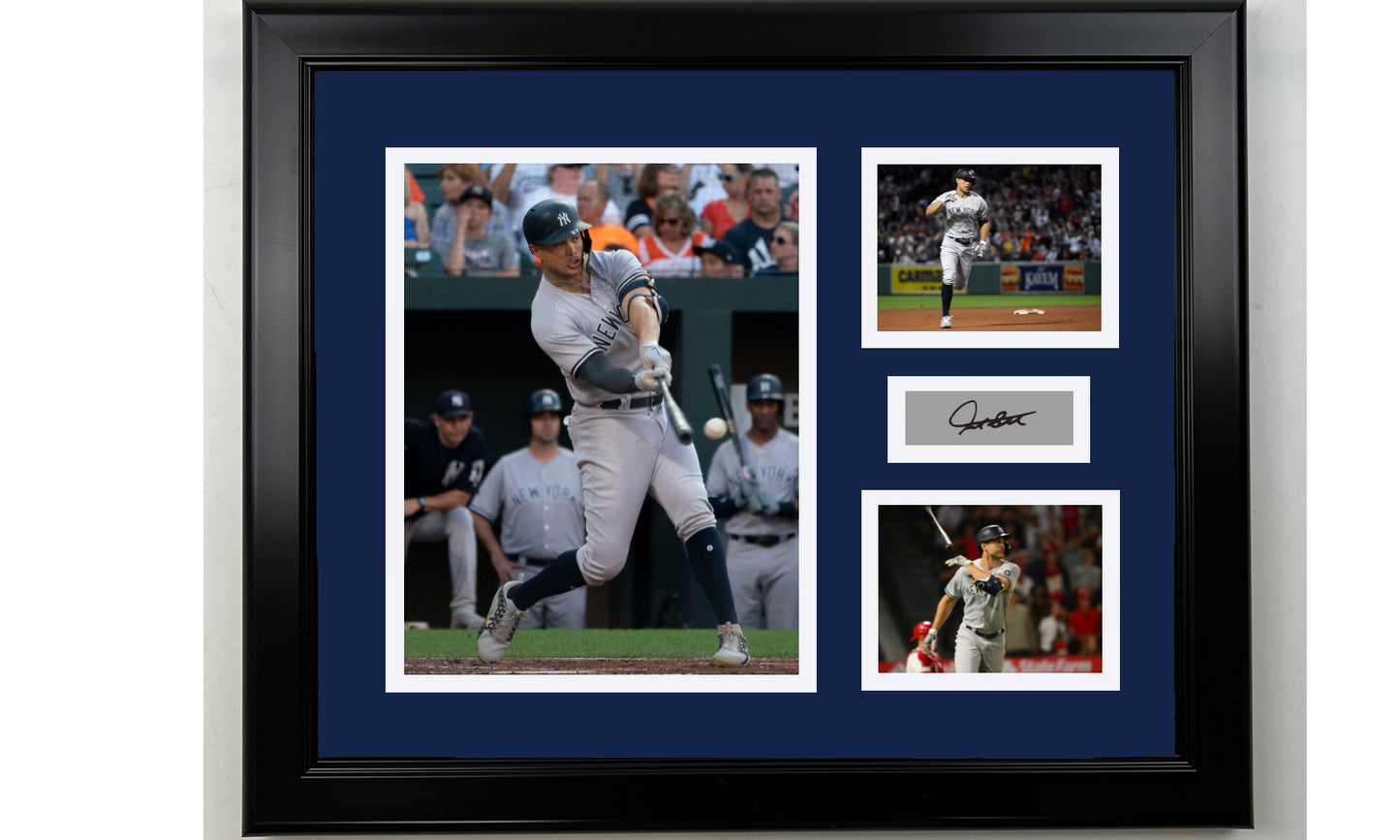 Framed Giancarlo Stanton New York Yankees Facsimile Laser Engraved Signature Baseball 14x11 3 Photo Collage