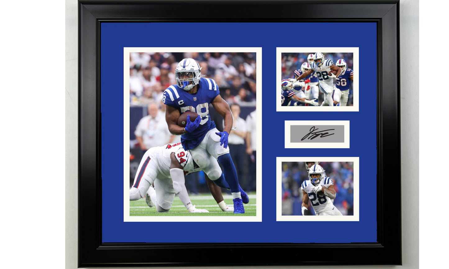 Framed Jonathan Taylor Indianapolis Colts Facsimile Laser Engraved Signature Football 14x11 3 Photo Collage