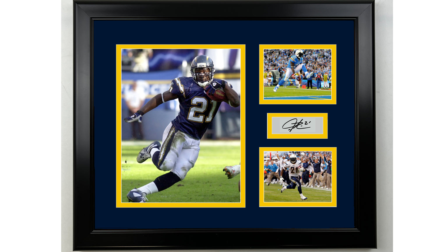 Framed LaDainian Tomlinson San Diego Chargers Facsimile Laser Engraved Signature Football 14x11 3 Photo Collage