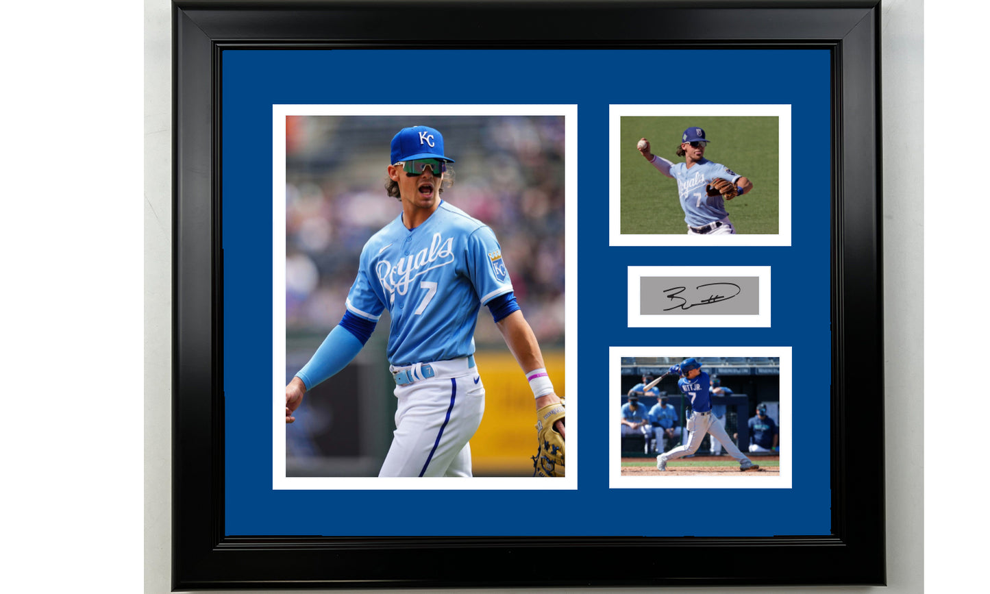 Framed Bobby Witt Jr. Kansas City Royals Facsimile Laser Engraved Signature Baseball 14x11 3 Photo Collage