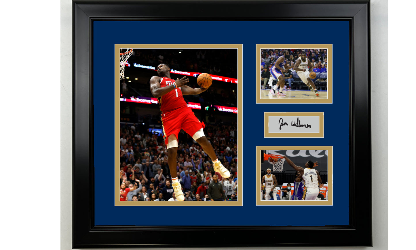 Framed Zion Williamson New Orleans Pelicans Facsimile Laser Engraved Signature Basketball 14x11 3 Photo Collage